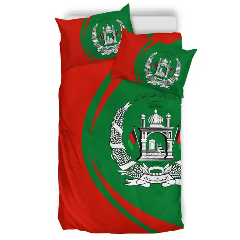 Afghanistan Flag Coat Of Arms Bedding Set Circle RLT8 - Wonder Print Shop