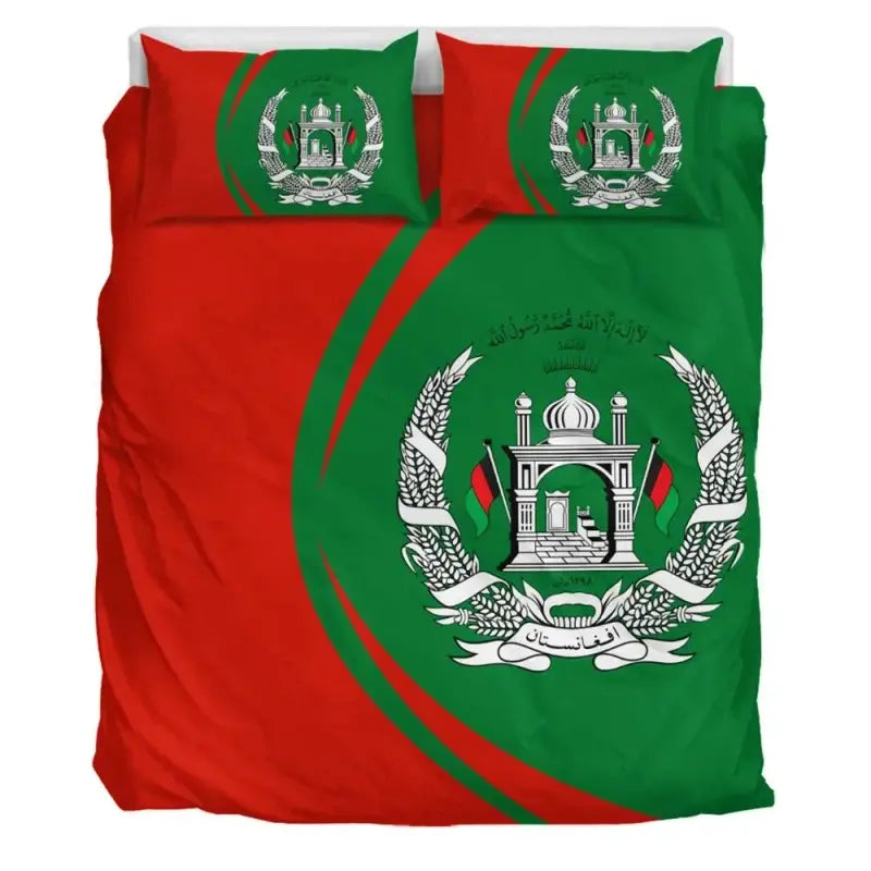 Afghanistan Flag Coat Of Arms Bedding Set Circle RLT8 - Wonder Print Shop