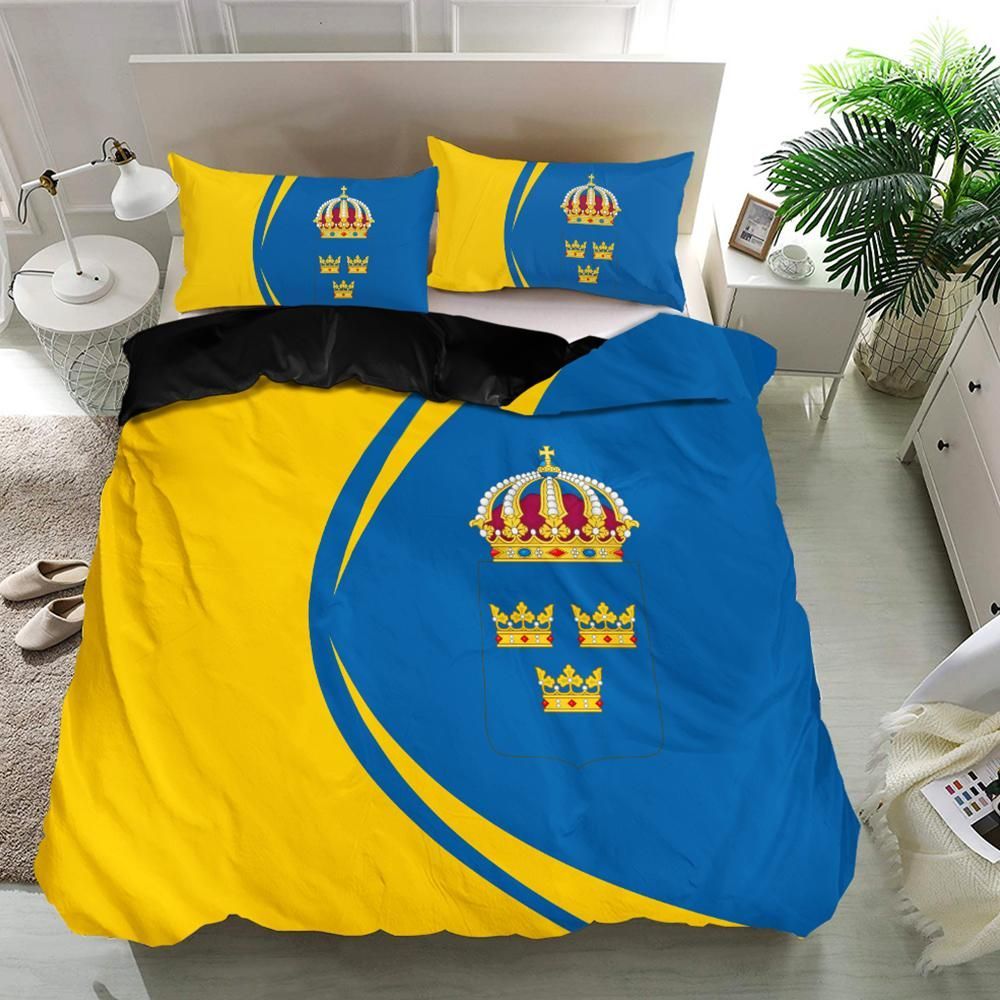 Sweden Flag Coat Of Arms Bedding Set Circle RLT7 - Wonder Print Shop