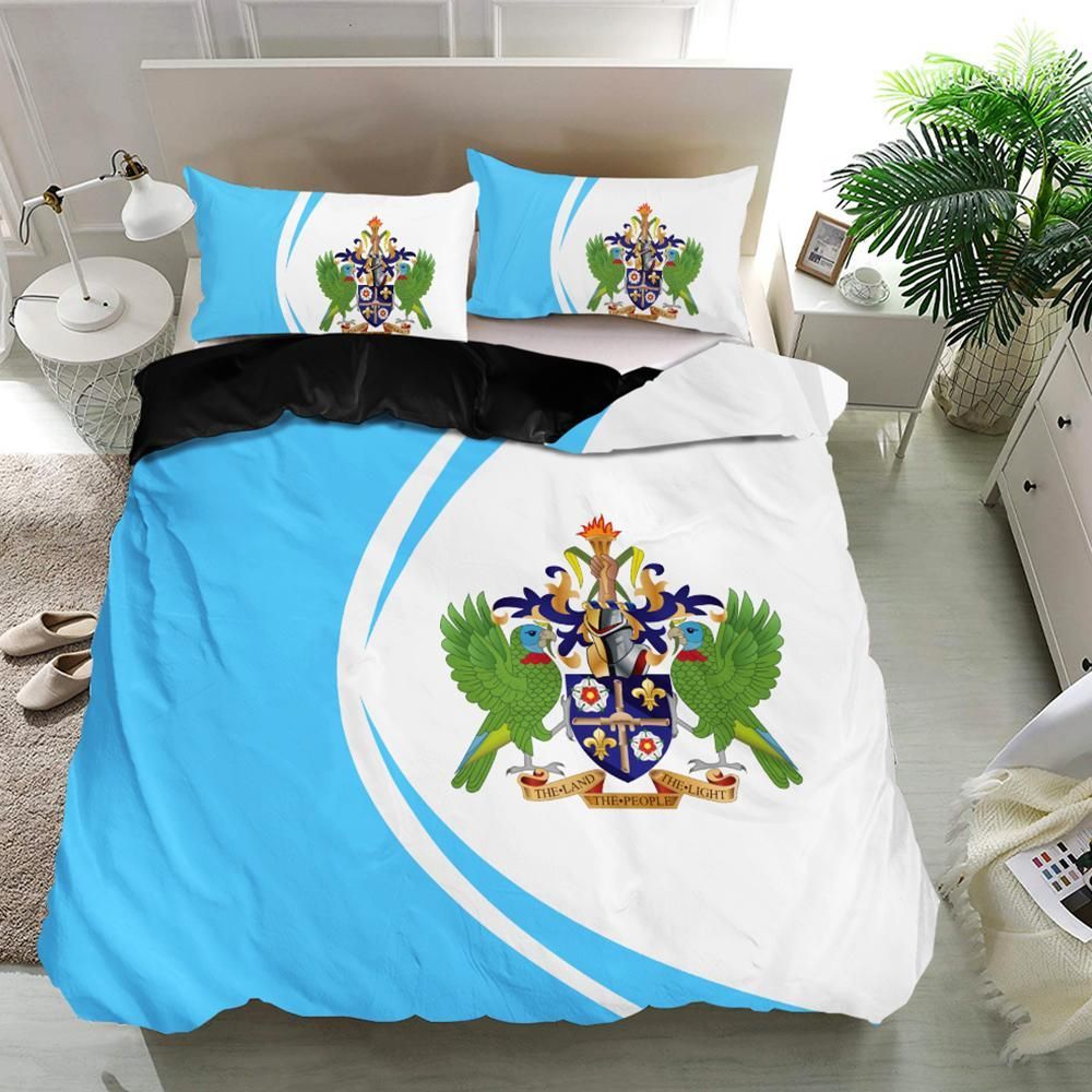 Saint Lucia Flag Coat Of Arms Bedding Set Circle1 RLT6 - Wonder Print Shop
