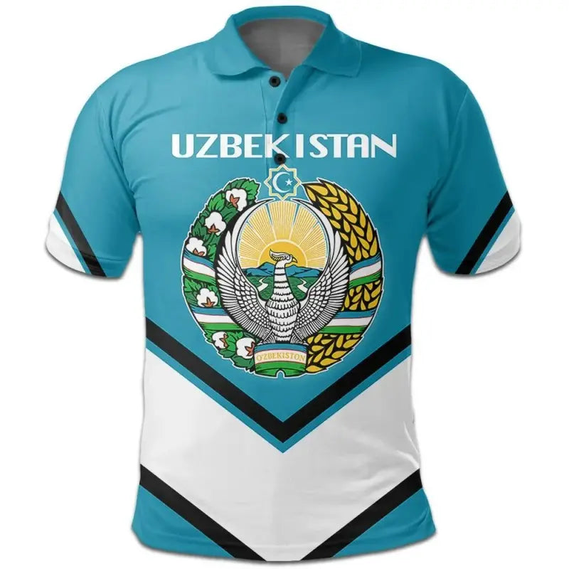 Uzbekistan Coat Of Arms Polo Lucian Style RLT12 - Wonder Print Shop