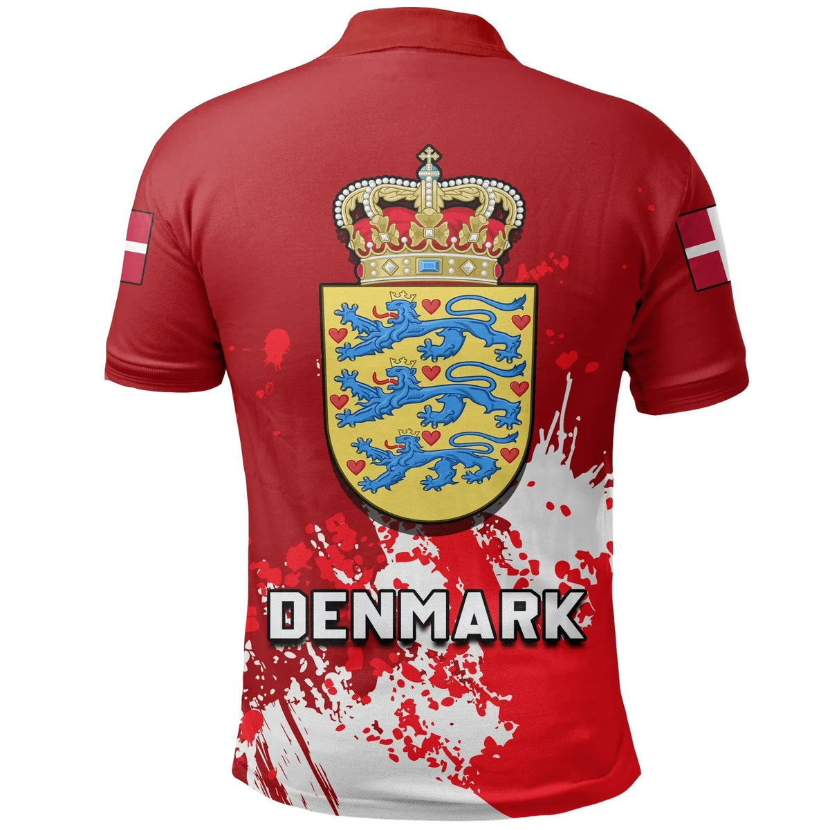 Denmark Polo Shirt Coat Of Arms Spaint Style RLT13 - Wonder Print Shop