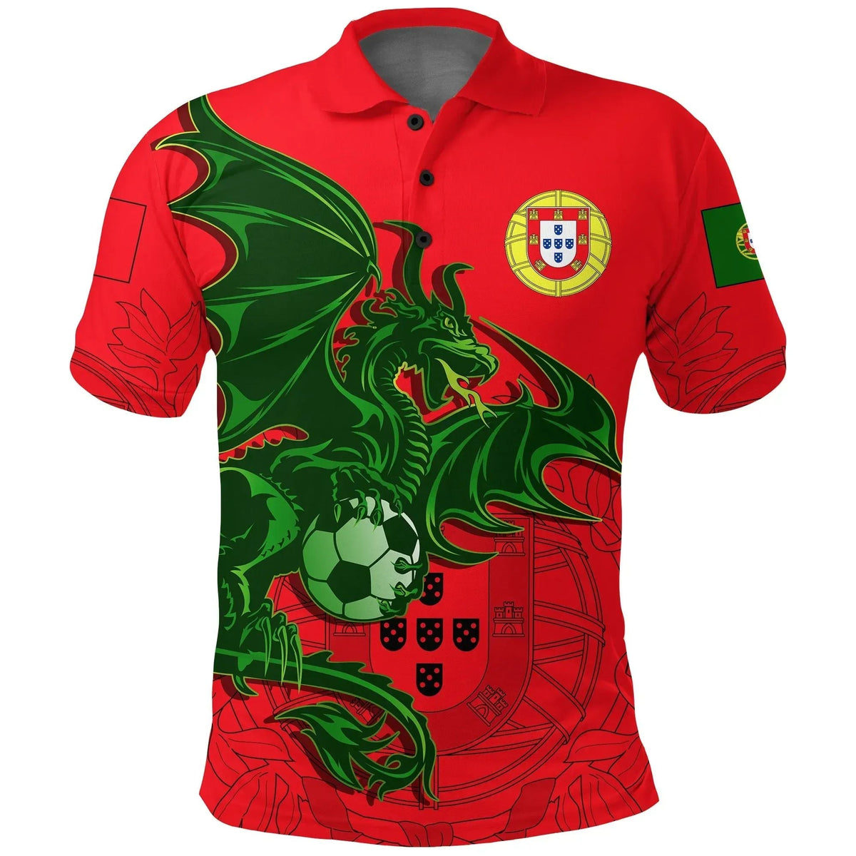 Portugal Football Dragon Green Polo Shirt RLT7 - Wonder Print Shop