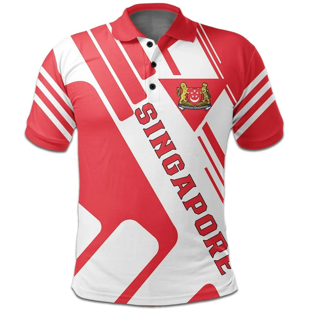 Singapore Polo Shirt Coat Of Arms Rockie RLT13 - Wonder Print Shop