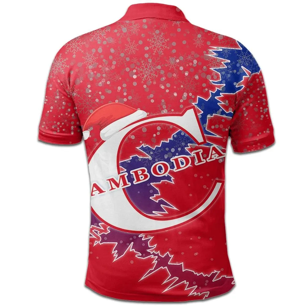 Cambodia Polo Shirt Christmas Coat Of Arms X Style RLT7 - Wonder Print Shop