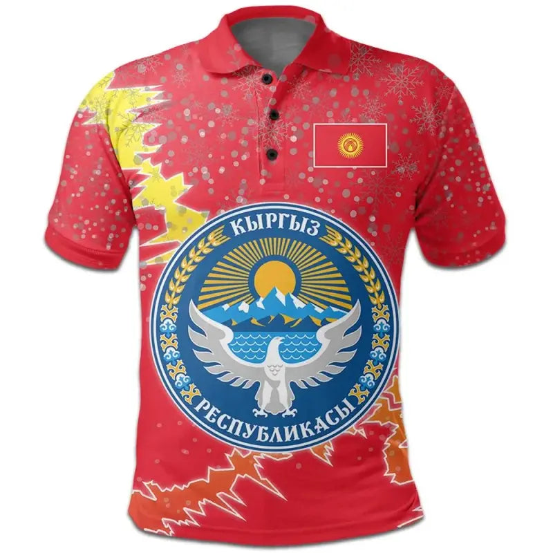 Kyrgyzstan Polo Shirt Christmas Coat Of Arms X Style RLT8 - Wonder Print Shop