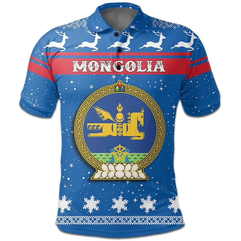 Christmas Mongolia Polo Shirt Coat Of Arms RLT13 - Wonder Print Shop