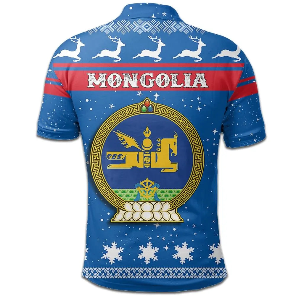 Christmas Mongolia Polo Shirt Coat Of Arms RLT13 - Wonder Print Shop