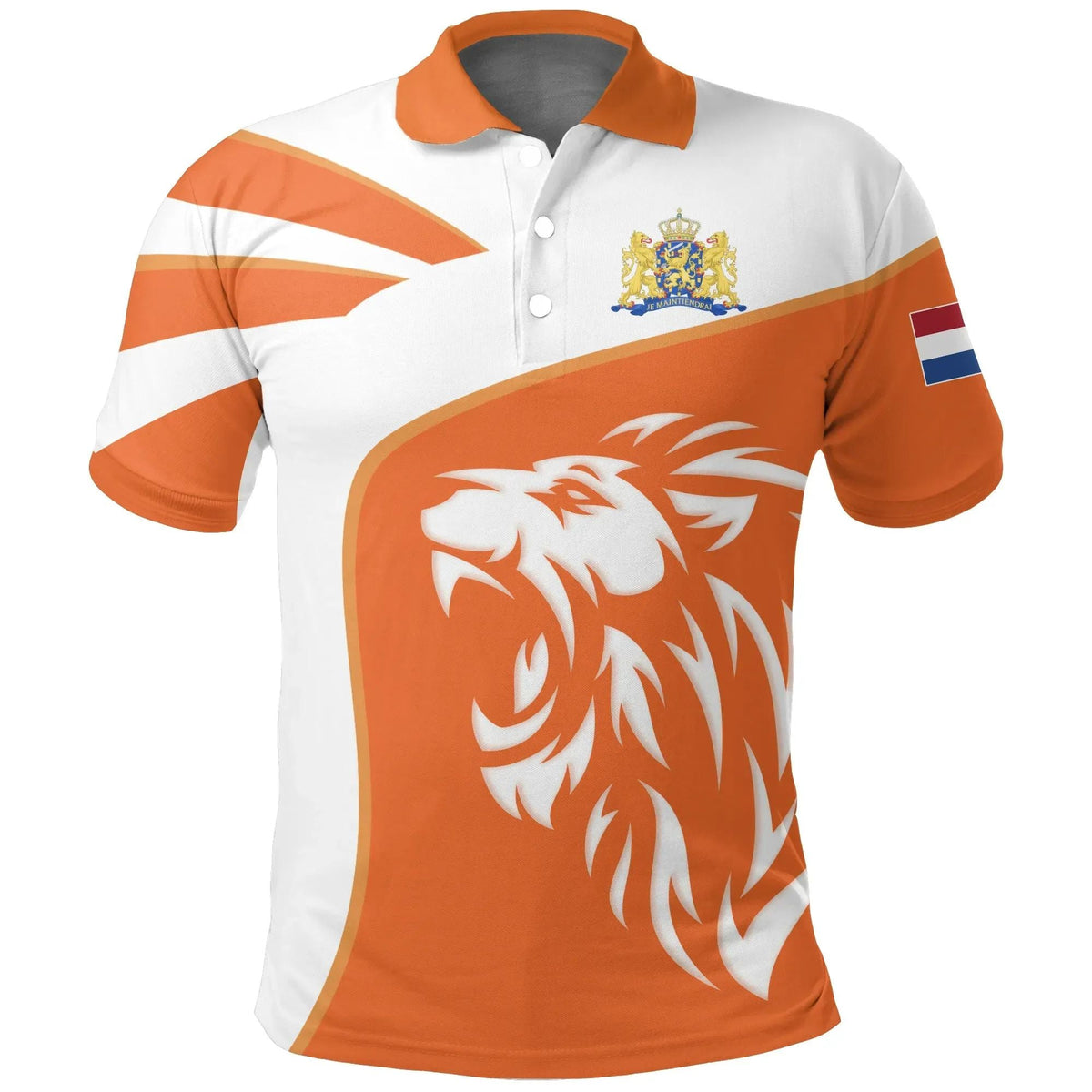 Netherlands Polo Shirt Netherlands Coat Of Arms Lion RLT7 - Wonder Print Shop