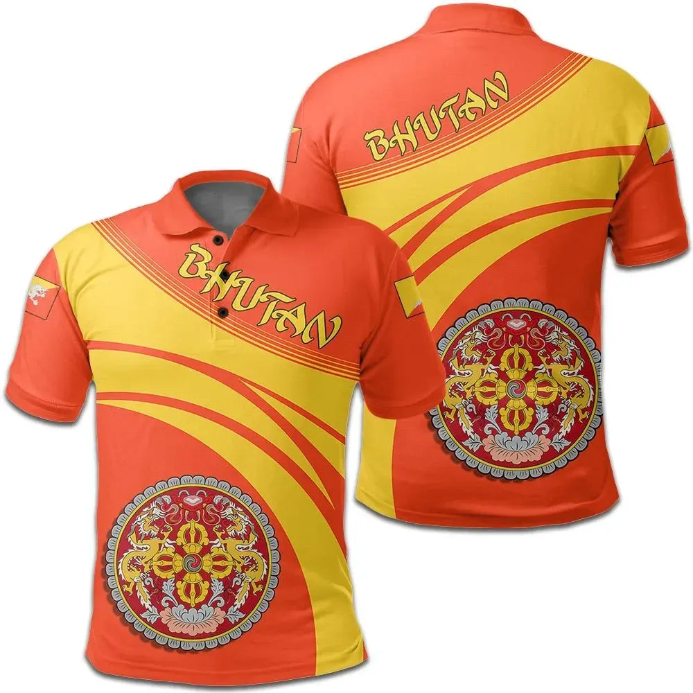 Bhutan Polo Shirt Coat Of Arms Cricket Style RLT6 - Wonder Print Shop