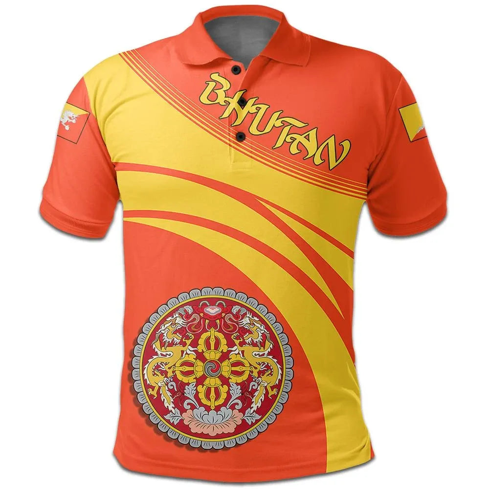 Bhutan Polo Shirt Coat Of Arms Cricket Style RLT6 - Wonder Print Shop