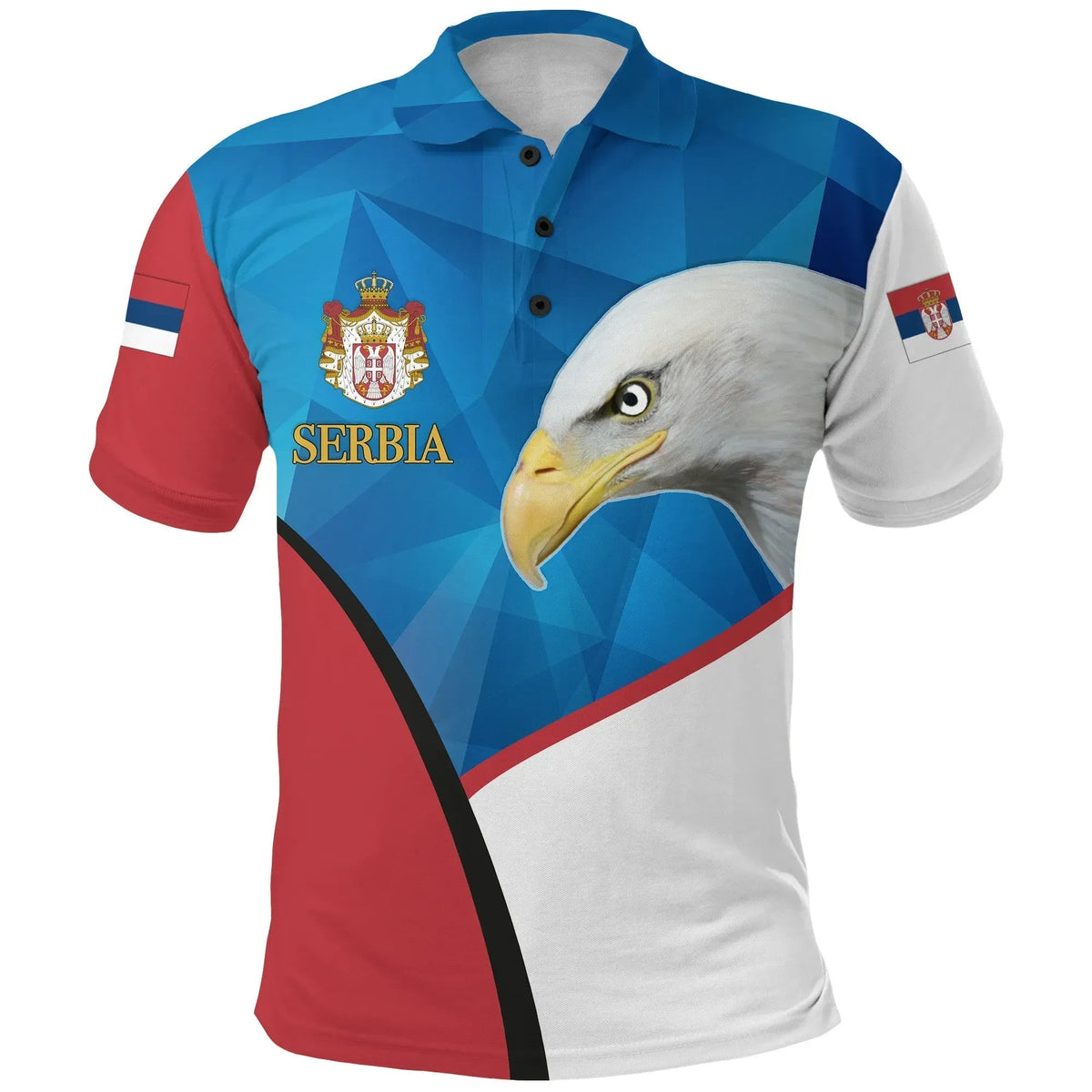 Serbia Polo Shirt White Eagle Version RLT7 - Wonder Print Shop
