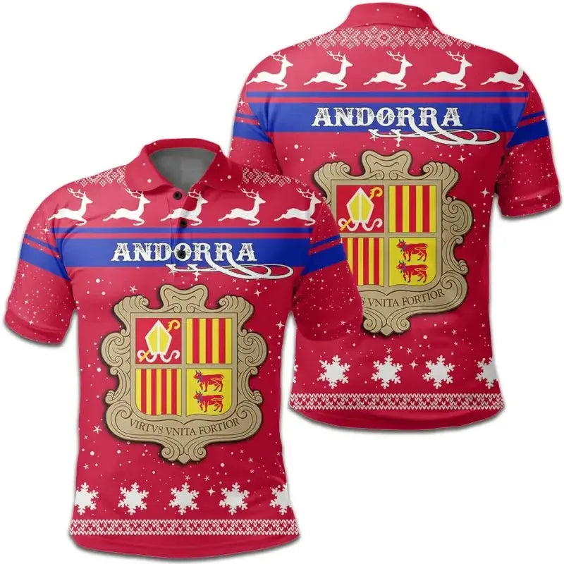 Christmas Andorra Polo Shirt Coat Of Arms RLT8 - Wonder Print Shop