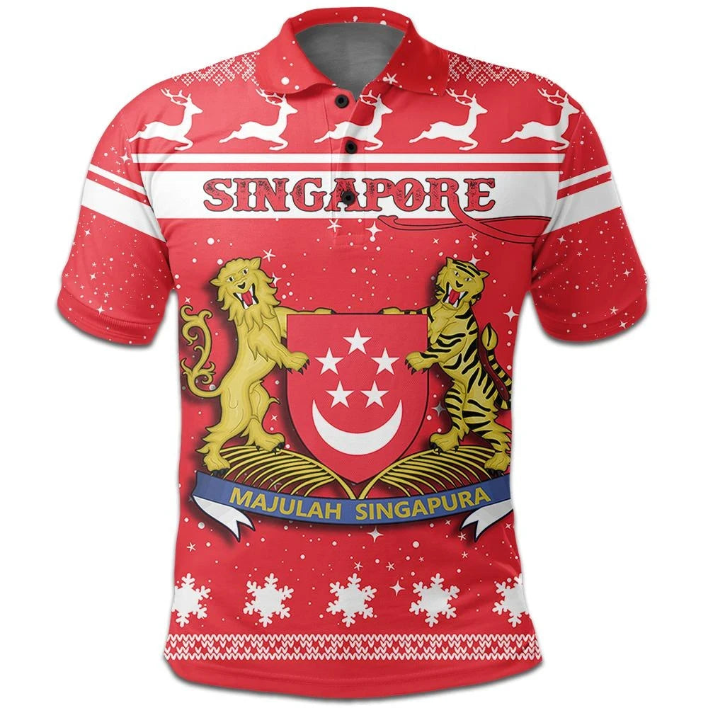 Christmas Singapore Polo Shirt Coat Of Arms RLT13 - Wonder Print Shop