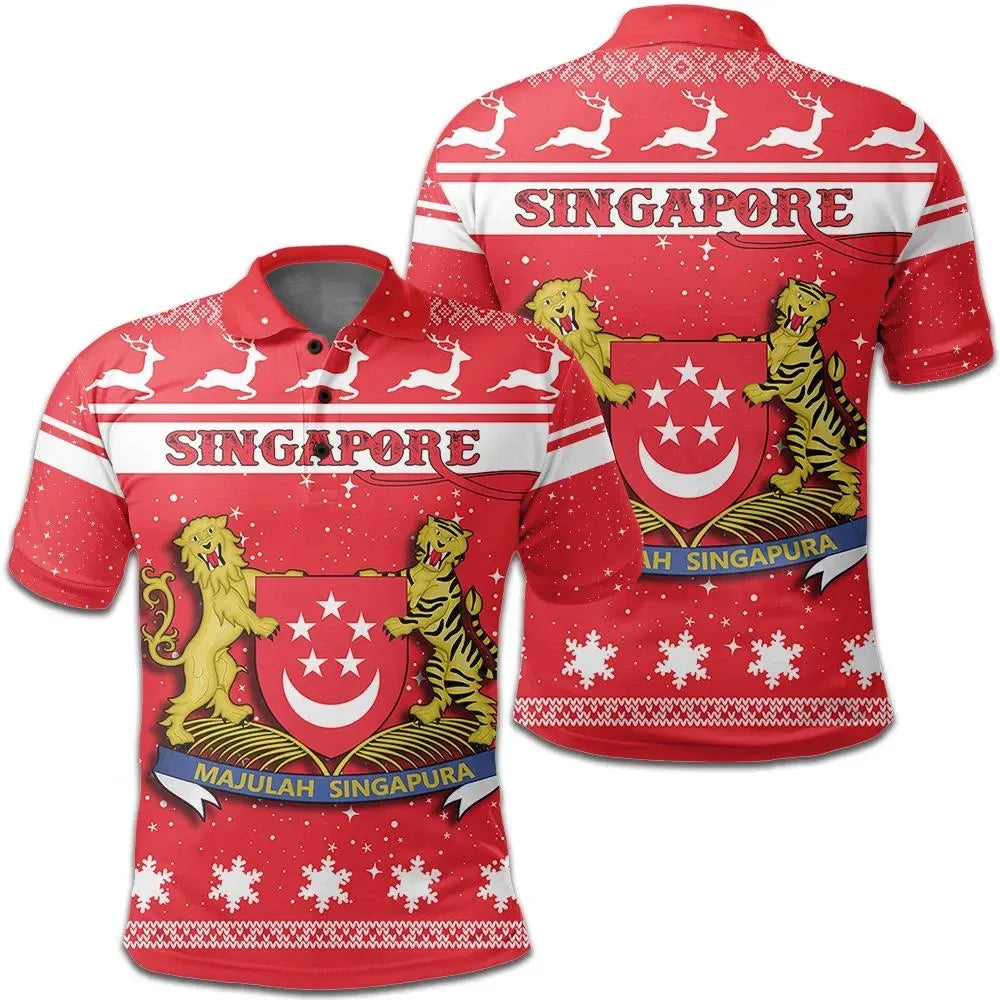 Christmas Singapore Polo Shirt Coat Of Arms RLT13 - Wonder Print Shop