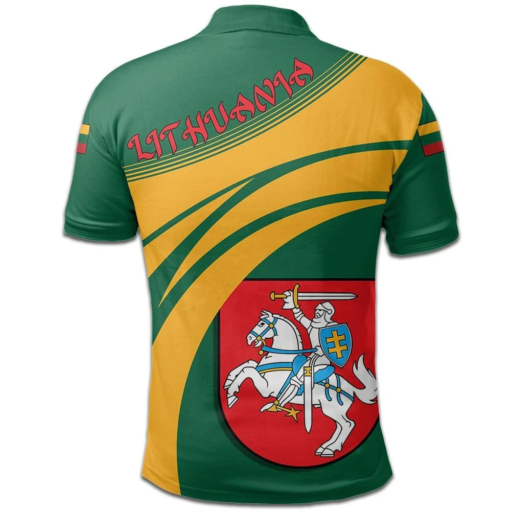Lithuania Polo Shirt Coat Of Arms Cricket Style RLT6 - Wonder Print Shop
