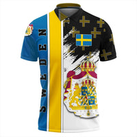 Sweden Polo Shirt Coat Of Arms Flag Style RLT7 - Wonder Print Shop