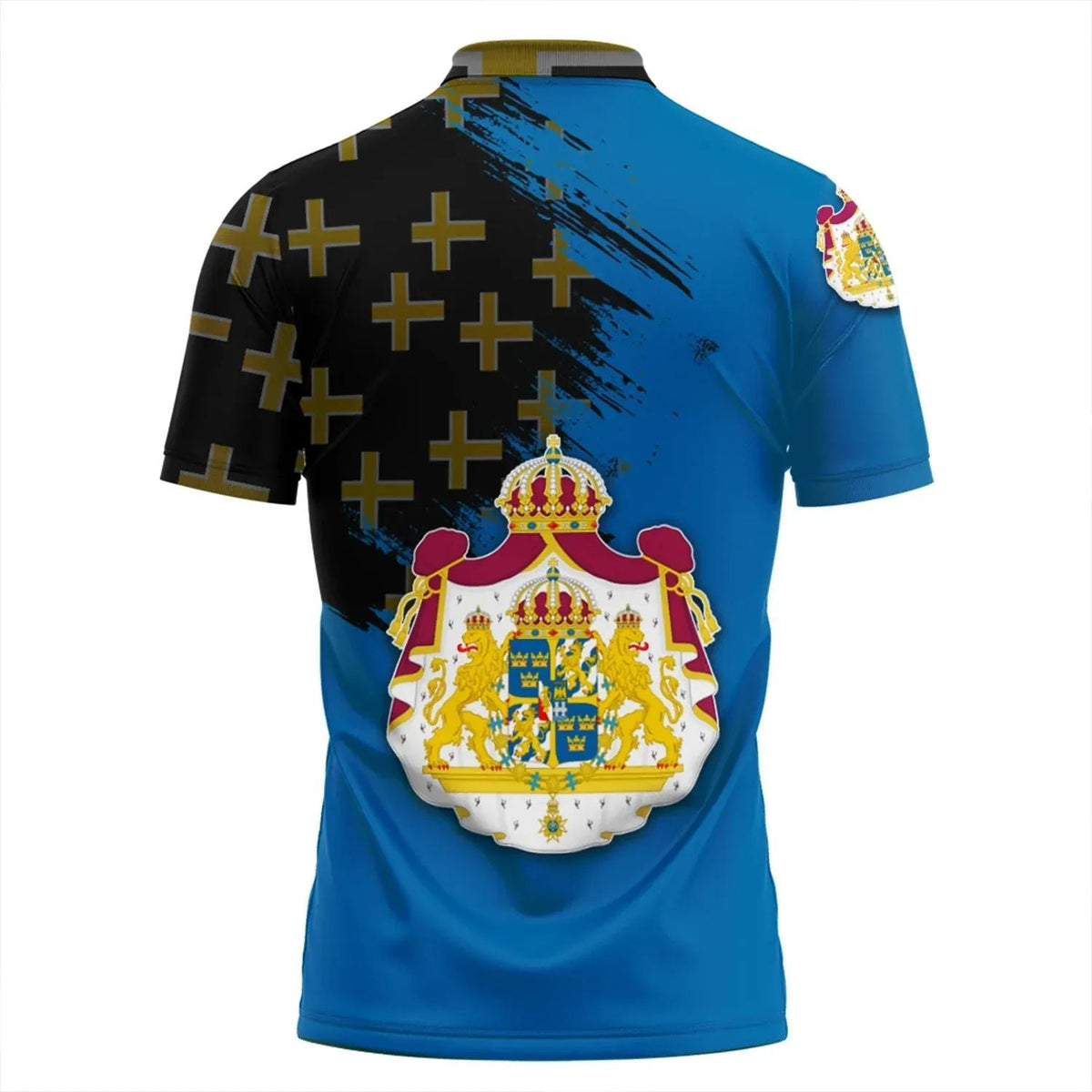 Sweden Polo Shirt Coat Of Arms Flag Style RLT7 - Wonder Print Shop