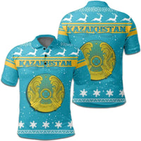 Christmas Kazakhstan Polo Shirt Coat Of Arms RLT8 - Wonder Print Shop