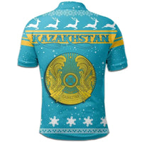Christmas Kazakhstan Polo Shirt Coat Of Arms RLT8 - Wonder Print Shop