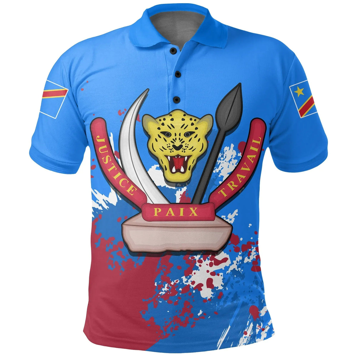 Democratic Reppublic Of Congo Polo Shirt Coat Of Arms Spaint Style RLT13 - Wonder Print Shop