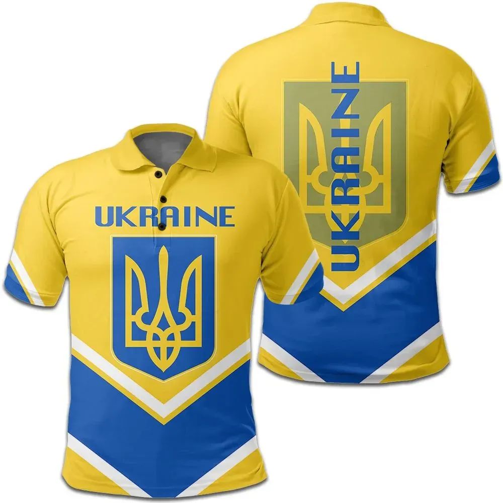 Ukraine Coat Of Arms Polo Lucian Style RLT7 - Wonder Print Shop