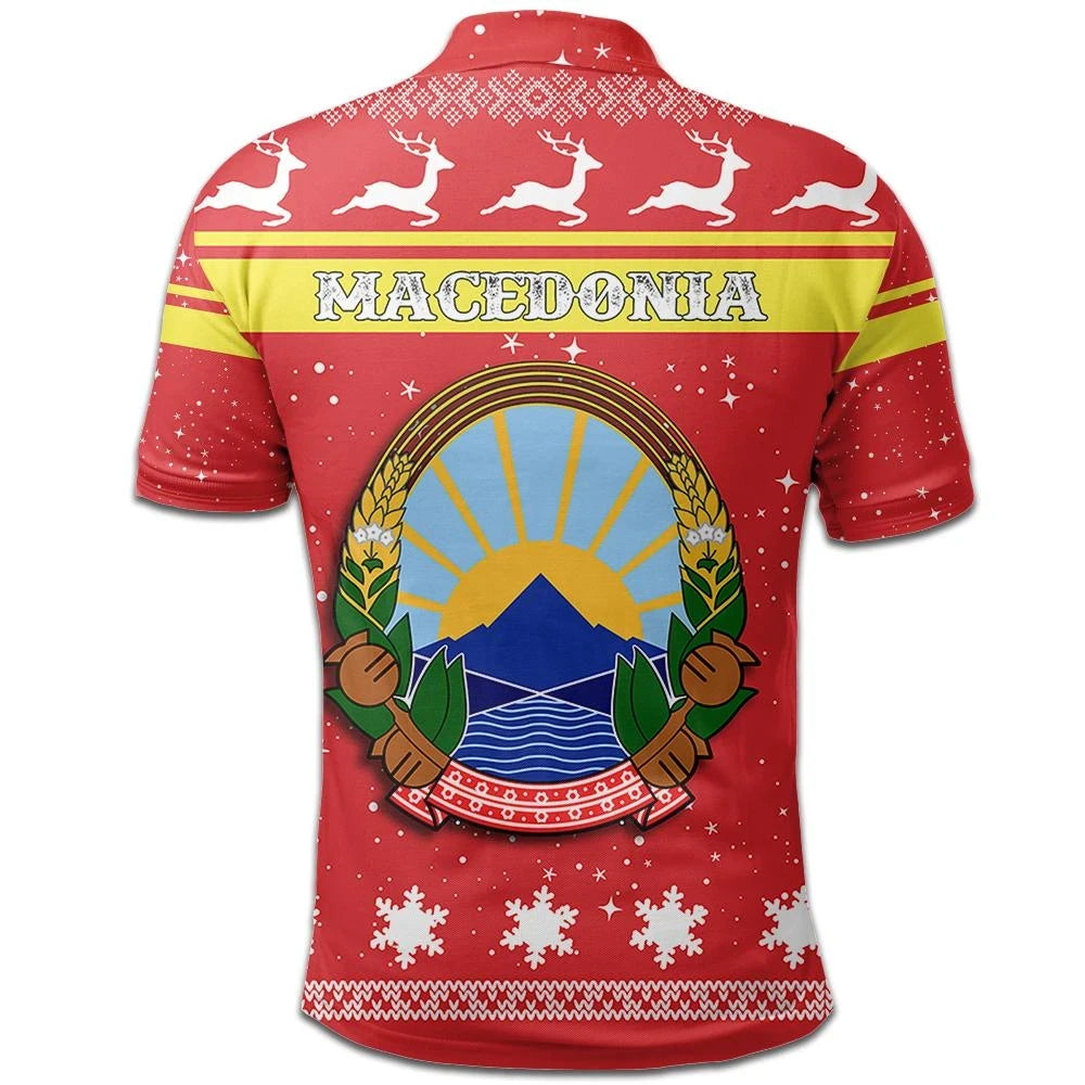 Christmas Macedonia Polo Shirt Coat Of Arms RLT7 - Wonder Print Shop