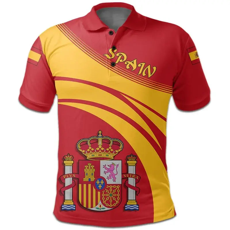 Spain Polo Shirt Coat Of Arms Cricket Style RLT12 - Wonder Print Shop