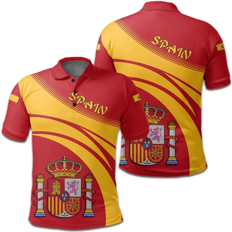 Spain Polo Shirt Coat Of Arms Cricket Style RLT12 - Wonder Print Shop