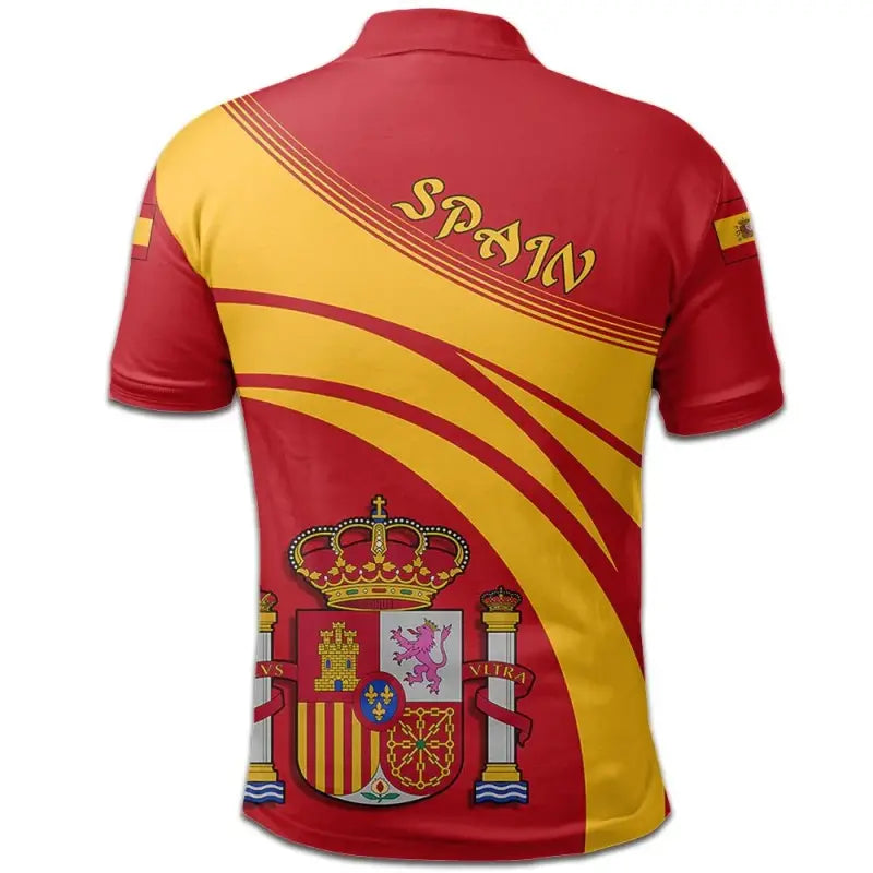 Spain Polo Shirt Coat Of Arms Cricket Style RLT12 - Wonder Print Shop