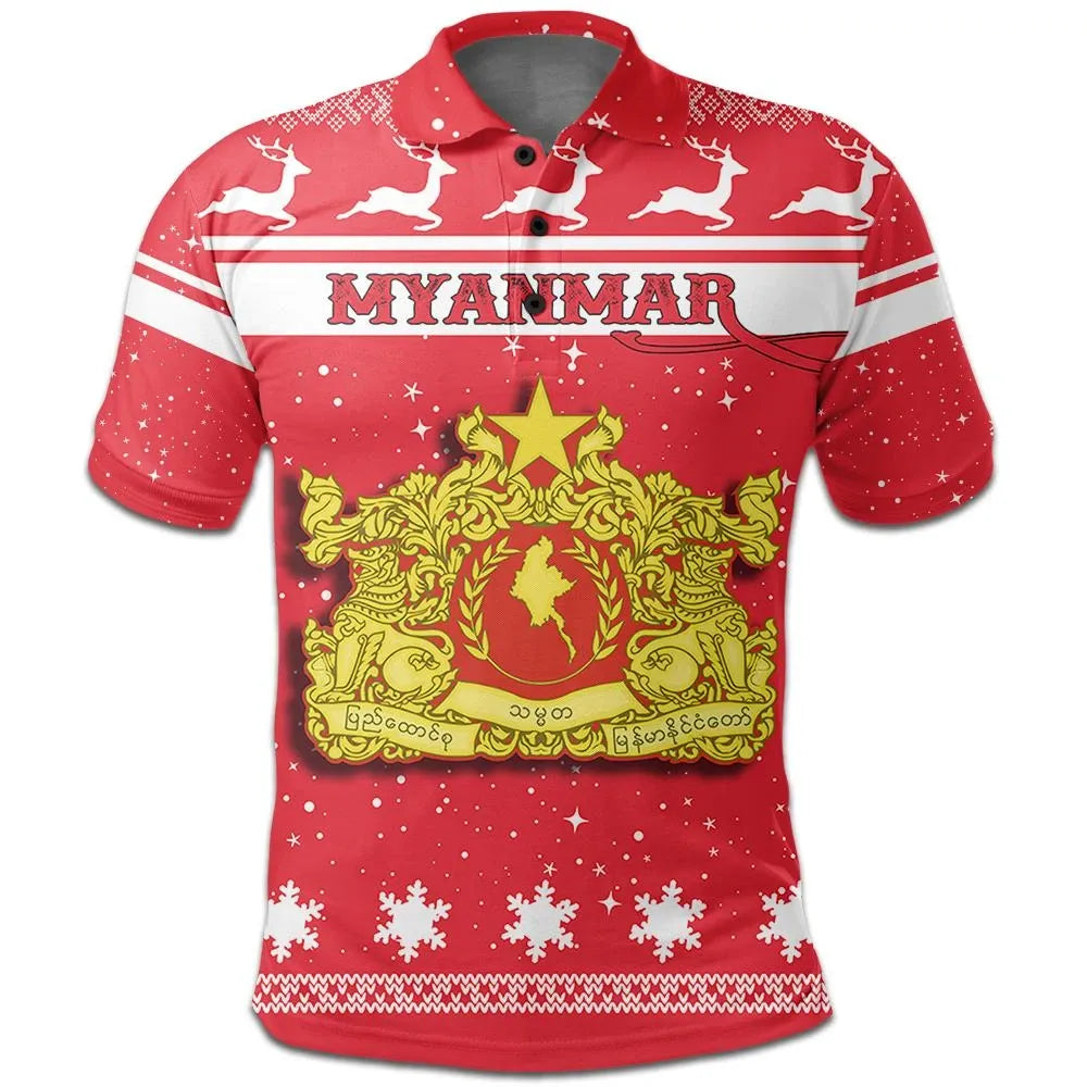 Christmas Myanmar Polo Shirt Coat Of Arms RLT7 - Wonder Print Shop