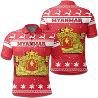 Christmas Myanmar Polo Shirt Coat Of Arms RLT7 - Wonder Print Shop