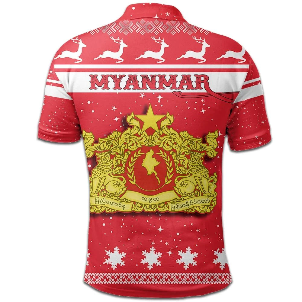 Christmas Myanmar Polo Shirt Coat Of Arms RLT7 - Wonder Print Shop