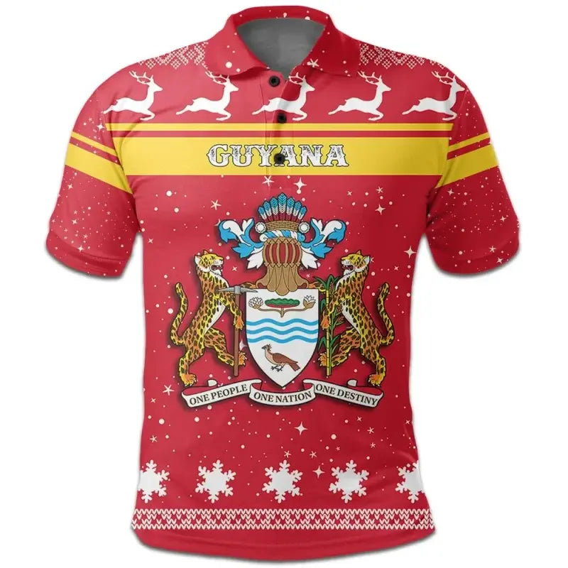 Christmas Guyana Polo Shirt Coat Of Arms RLT8 - Wonder Print Shop