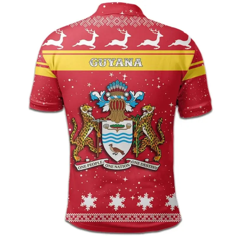 Christmas Guyana Polo Shirt Coat Of Arms RLT8 - Wonder Print Shop