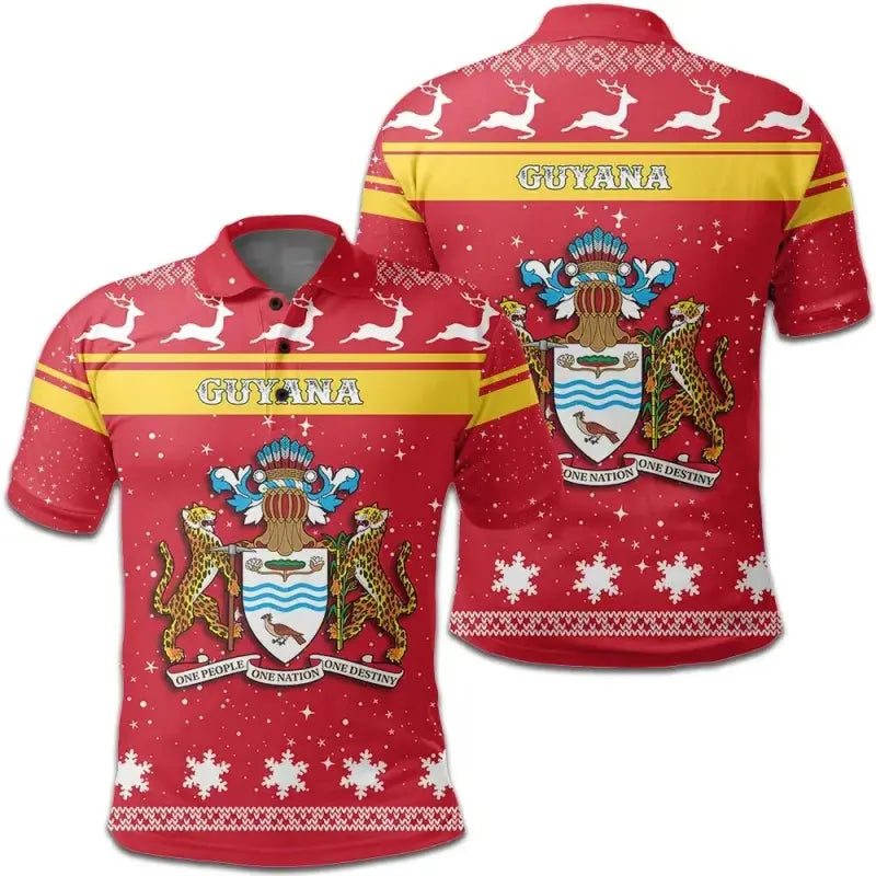 Christmas Guyana Polo Shirt Coat Of Arms RLT8 - Wonder Print Shop