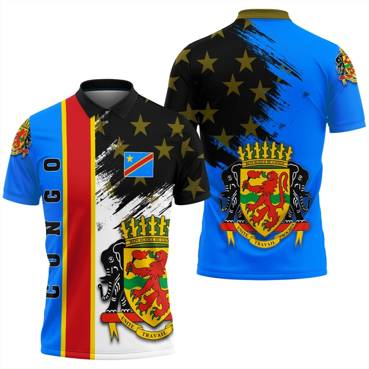 Congo Polo Shirt Coat Of Arms Flag Style RLT13 - Wonder Print Shop