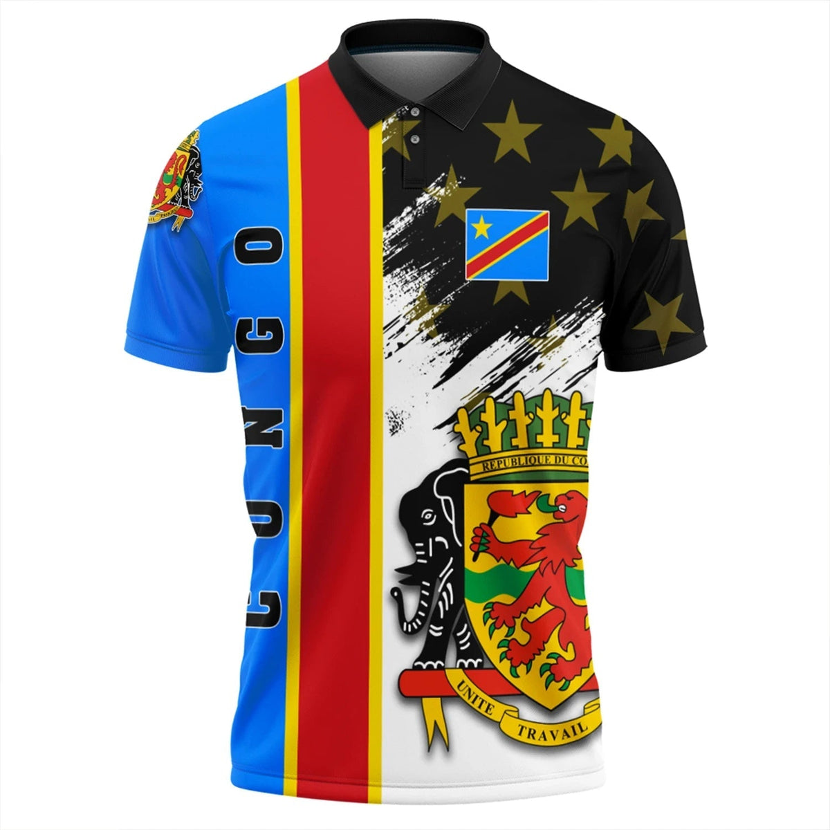 Congo Polo Shirt Coat Of Arms Flag Style RLT13 - Wonder Print Shop