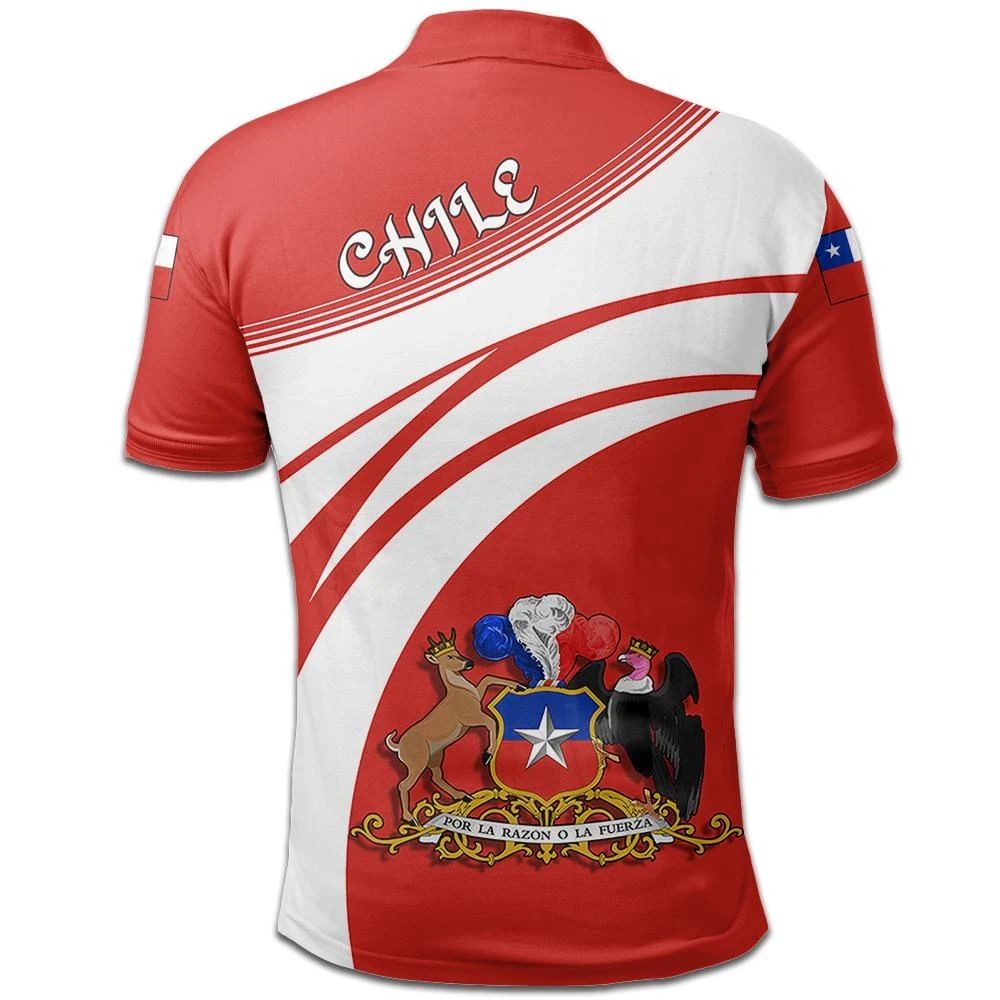 Chile Polo Shirt Coat Of Arms Cricket Style RLT7 - Wonder Print Shop