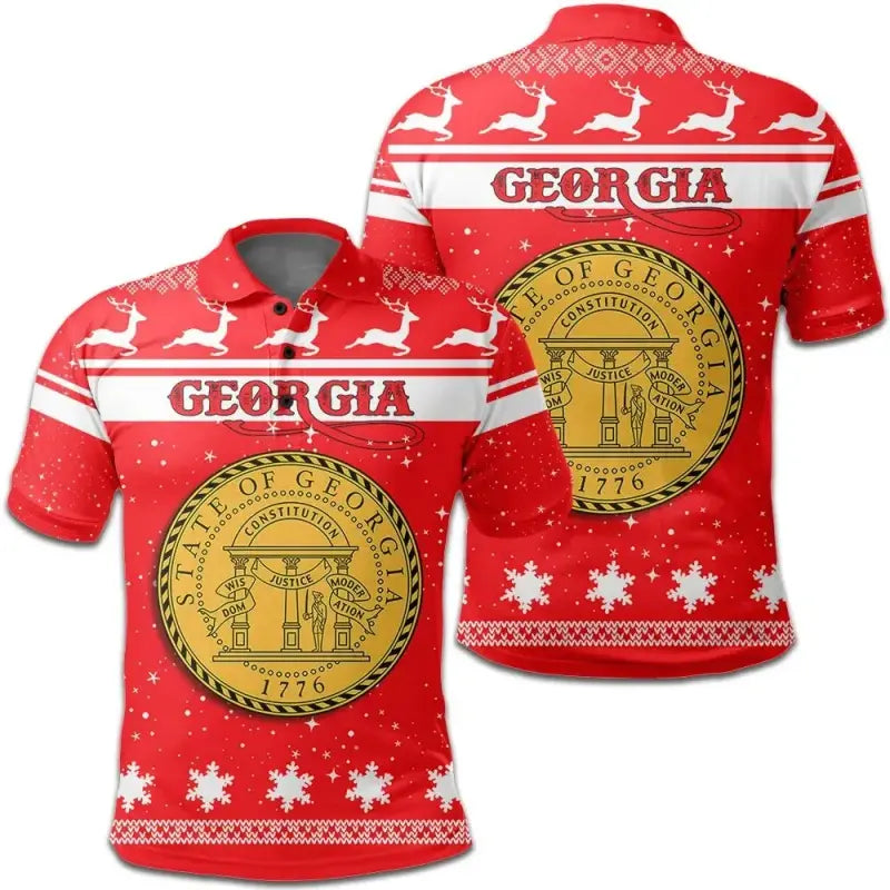 Christmas Georgia Polo Shirt Coat Of Arms RLT12 - Wonder Print Shop