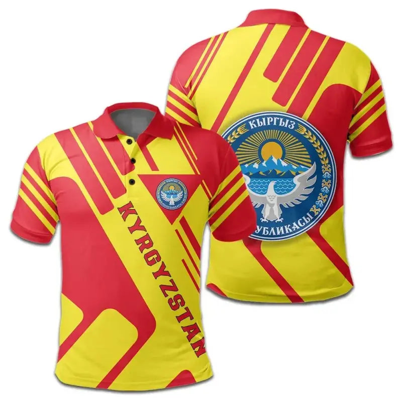 Kyrgyzstan Polo Shirt Coat Of Arms Rockie RLT8 - Wonder Print Shop