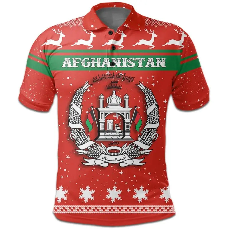 Christmas Afghanistan Polo Shirt Coat Of Arms RLT8 - Wonder Print Shop