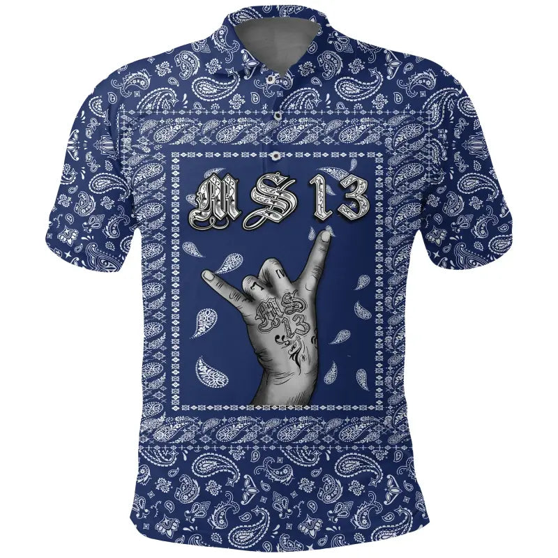Polo Shirt Blue Bandana RLT8 - Wonder Print Shop