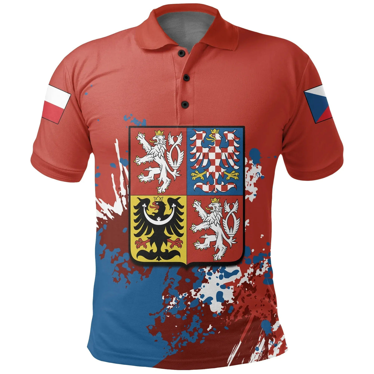 Czech Republic Coat Ofrms Polo Shirt Spaint Style RLT13 - Wonder Print Shop