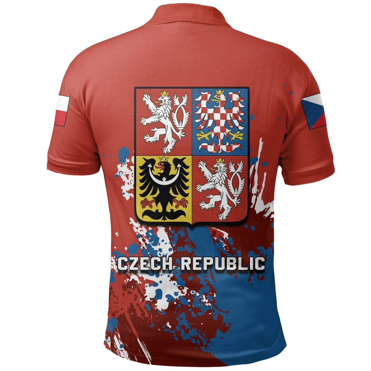 Czech Republic Coat Ofrms Polo Shirt Spaint Style RLT13 - Wonder Print Shop