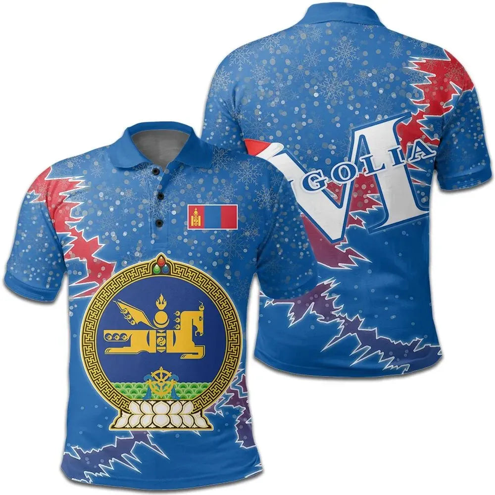 Mongolia Polo Shirt Christmas Coat Of Arms X Style RLT13 - Wonder Print Shop