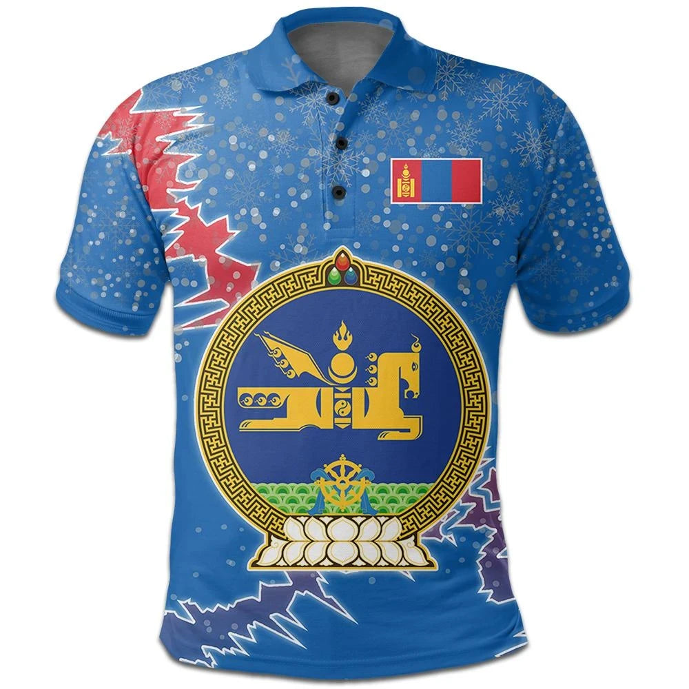 Mongolia Polo Shirt Christmas Coat Of Arms X Style RLT13 - Wonder Print Shop