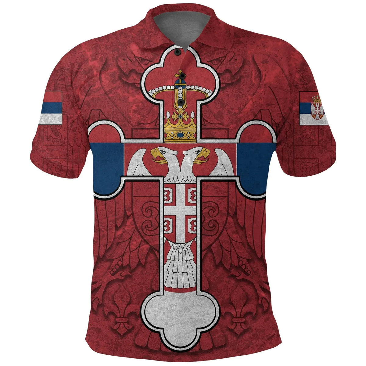 Serbia Polo Shirt, Serbian Cross Golf Shirt Eagle RLT7 - Wonder Print Shop