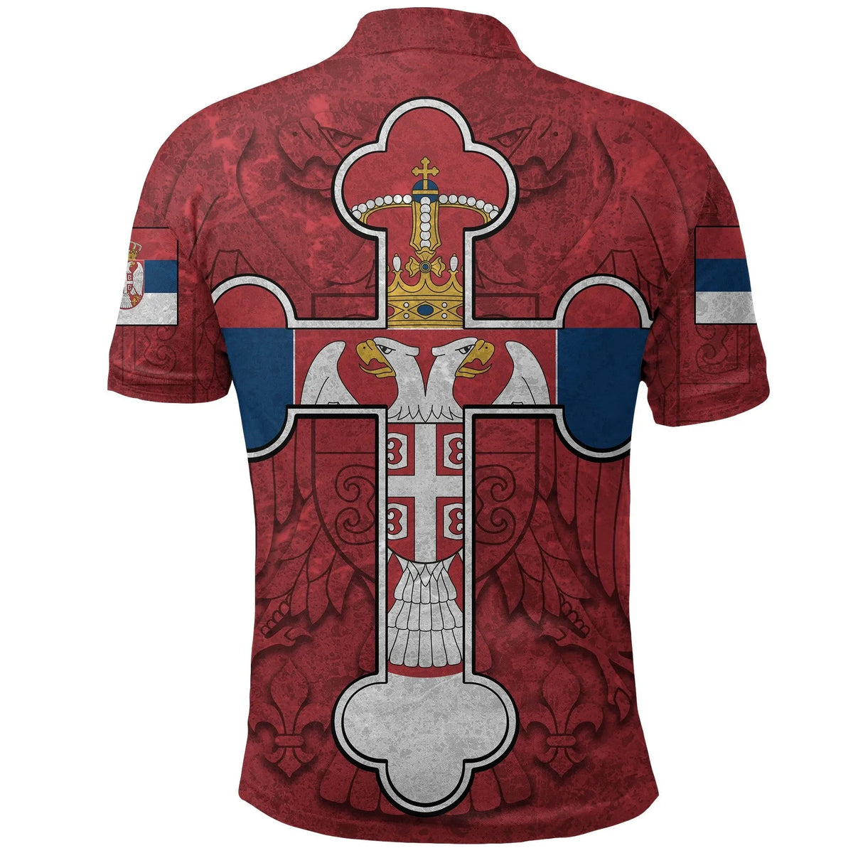 Serbia Polo Shirt, Serbian Cross Golf Shirt Eagle RLT7 - Wonder Print Shop