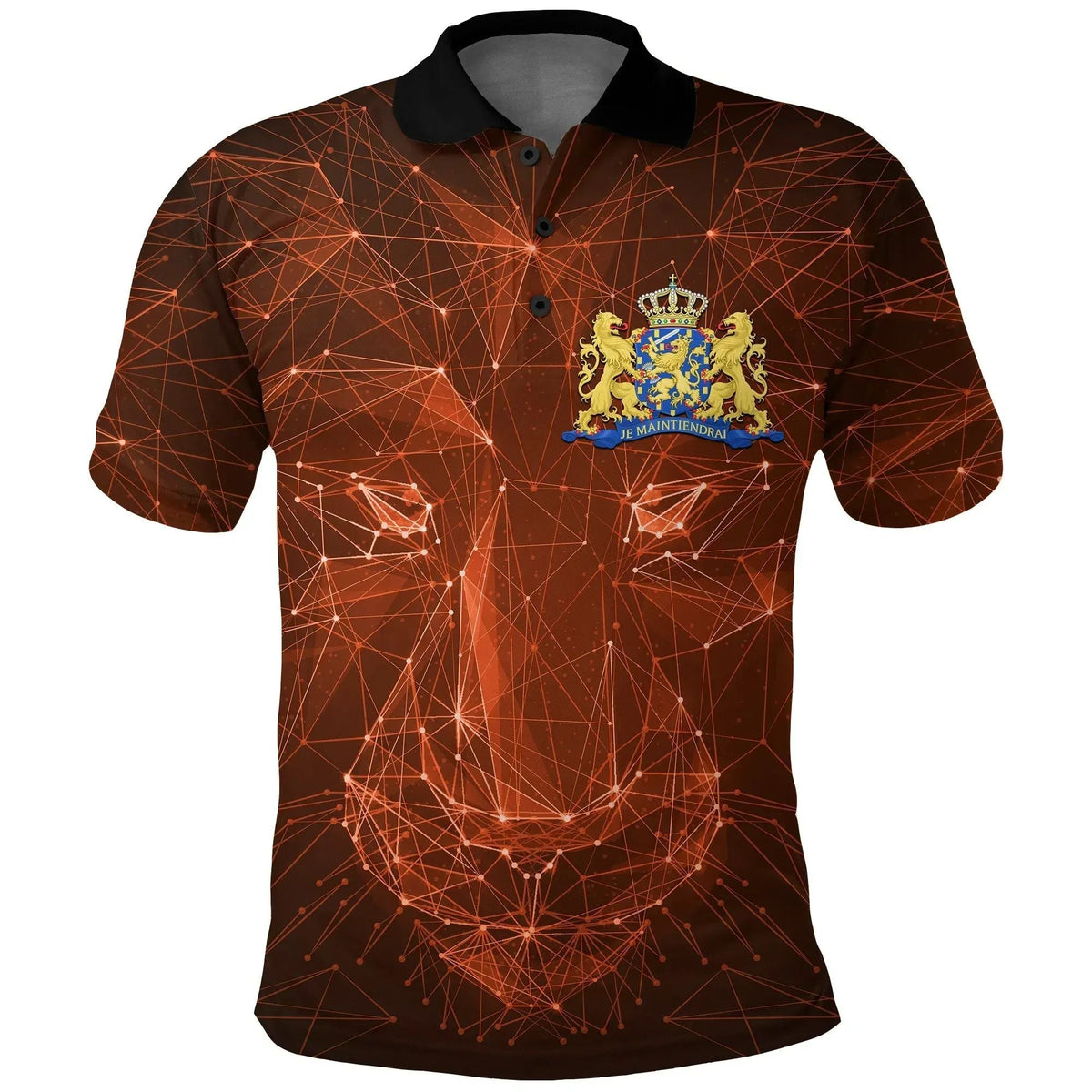 The Netherlands Polo Shirt Geometric Lion RLT7 - Wonder Print Shop